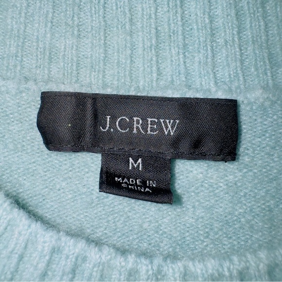 J. Crew BD411Puff-sleeve crewneck sweater in Supersoft yarn in Teal Blue - Picture 3 of 8